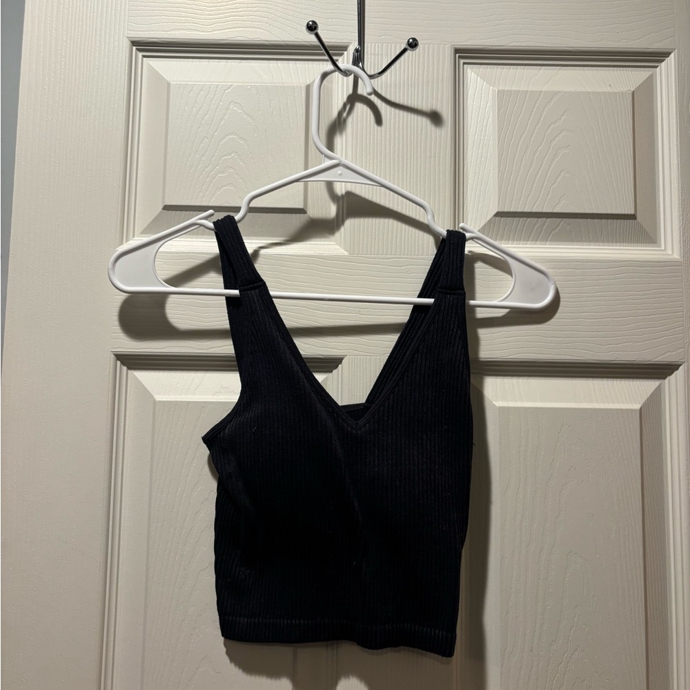 Dry Goods Black Ribbed V-Neck Tank Top